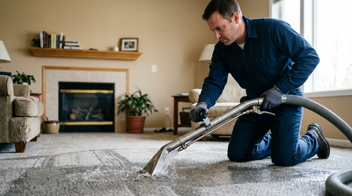 Water damage restoration technician working near Selden, NY